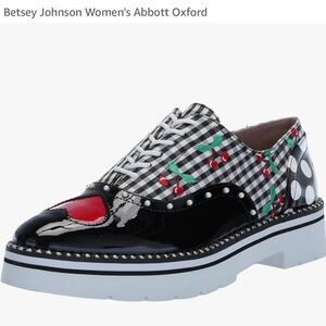Betsey Johnson Abbot Black and Red oxfords with Gingham Pattern